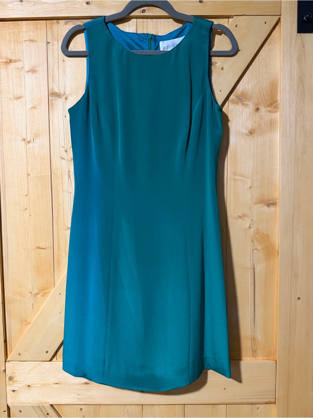 NWT- Hugo Buscati Collection 100% Silk Teal Sheath Dress - Size 10